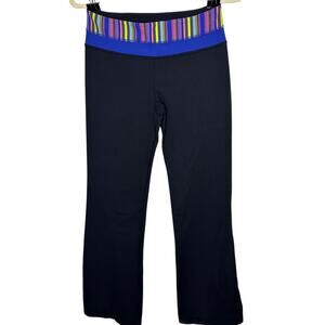 Lululemon Multi Color Stripe Waist Black Wide Leg Leggings 6